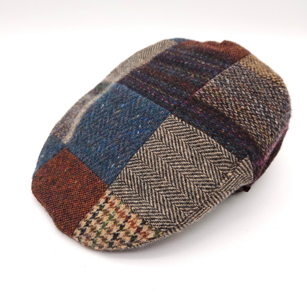 Hats of Ireland Mens 6‎ 7/8 Multicolor Flat Cap Donegal Tweed Wool Patchwork Hat